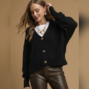 **Umgee Women's Casual Black Baggy Cardigsn Sweater sz Medium